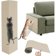 Lewondr Cat Scratch Mat, 15.7" x 78.7" Self-adhesive Cat Scratching Post Carpet Replacement, Cat Scratch Furniture Protector for Couch Sofa, Diy Cat Tree Carpet Climbing Cat Scratcher, Khaki