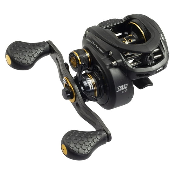 Lews Tournament Pro LFS Baitcast Fishing Reel, 6.8:1 Gear Ratio, Right-Hand Retrieve, Black/Gold