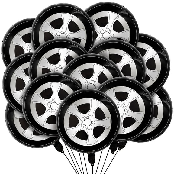 Lewtemi 12 Pcs Wheel Balloons 18 KKS1Inch Race Car Tire Balloons Race Car Theme Party Decorations Birthday Party Supplies Gender Reveal Decorations for Men Wedding