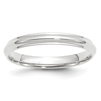 Lex & Lu 14k White Gold 3mm Half Round w/Edge Band Ring