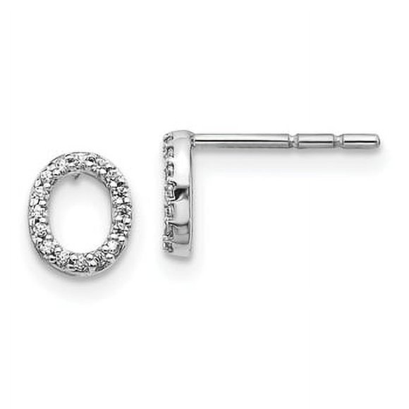 14k White Gold Diamond Initial O Earrings LAL1311