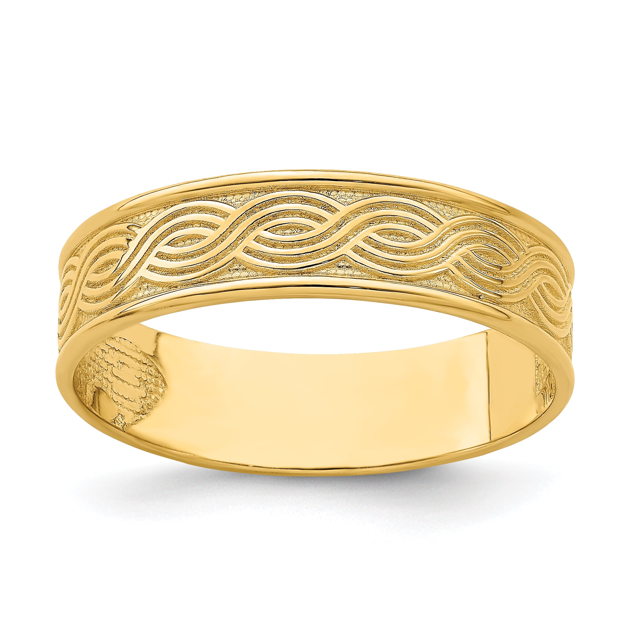 Lex & Lu 14k Yellow Gold Wave Engraved Thumb Ring Size 9 - Walmart.com