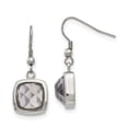 thumbnail image 1 of Lex & Lu Chisel Stainless Steel Polished Square Glass Shepherd Hook Earrings, 1 of 2