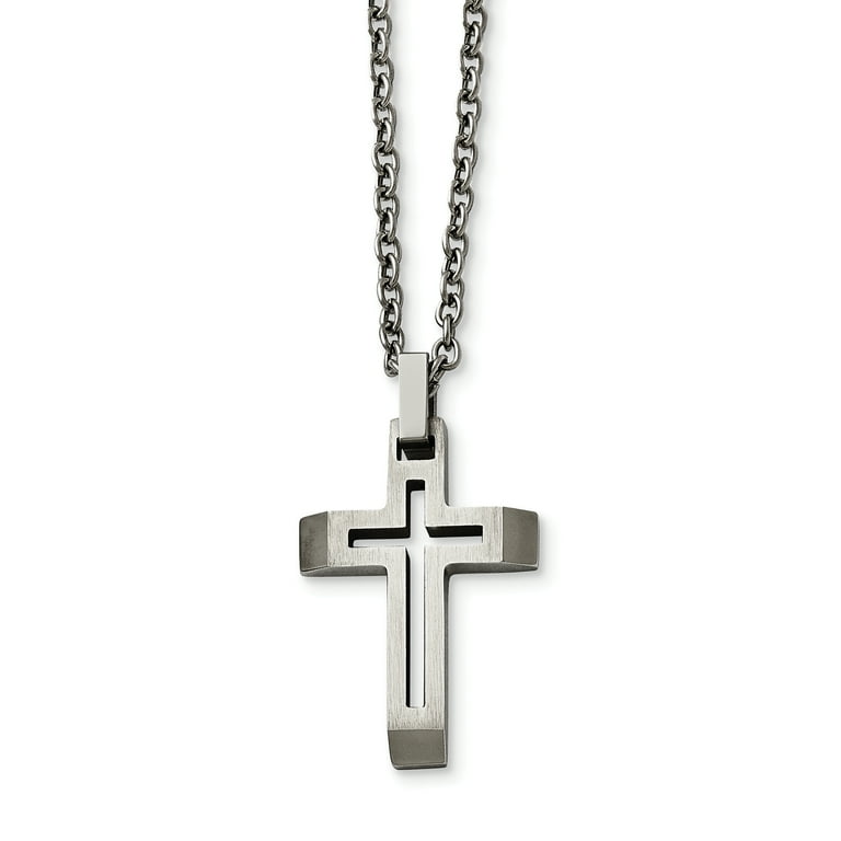 Stainless Steel Brushed And Polished Cut-Out Cross 20 Stainless Steel Brushed And Polished Cut-Out Cross 20