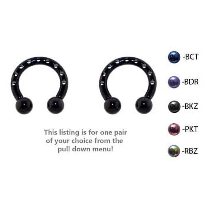 Lex & Lu Pair of Anodized Steel Circular Barbell Horseshoe Earrings 12