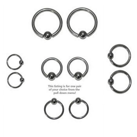 Lex & Lu Pair of Steel Annealed Captive Bead Ring CBR Earrings 18-12Gauge