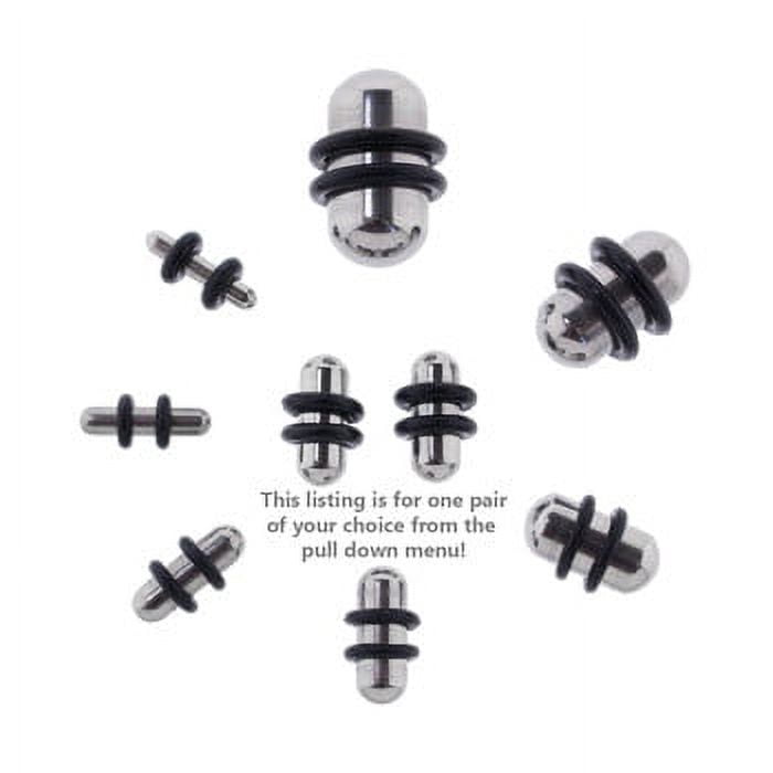 Lex Lu Pair of Steel Ear Plugs Earlet Gauges w Round Ends 10G 00 Gauge