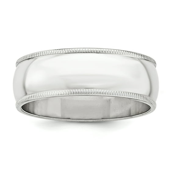 Lex & Lu Sterling Silver 7mm Half Round Milgrain Band