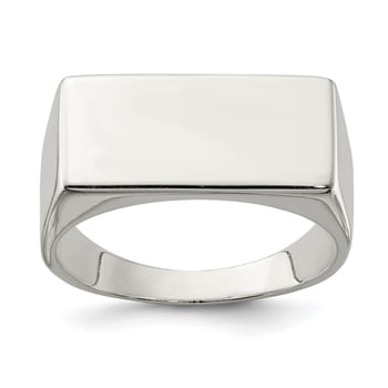 Sterling Silver 9x19mm Rectangle Closed Back Signet Ring - Men's Sizes Sterling Silver 9x19mm Rectangle Closed Back Signet Ring - Men's Sizes