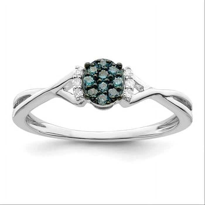 Sterling Silver Blue & White Diamond Oval Ring Sterling Silver Blue & White Diamond Oval Ring