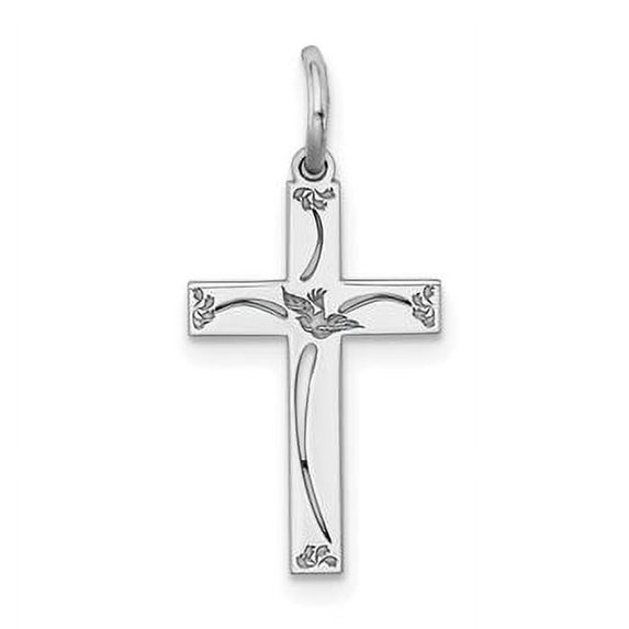 Lex & Lu Sterling Silver Laser Designed Cross Charm LAL117517