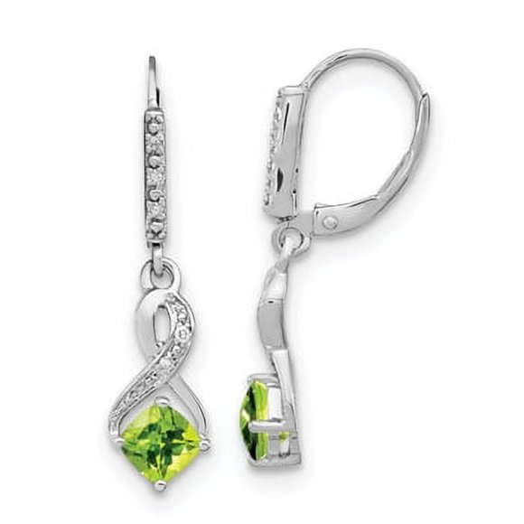 Sterling Silver Peridot and Diamond Earrings LAL1476