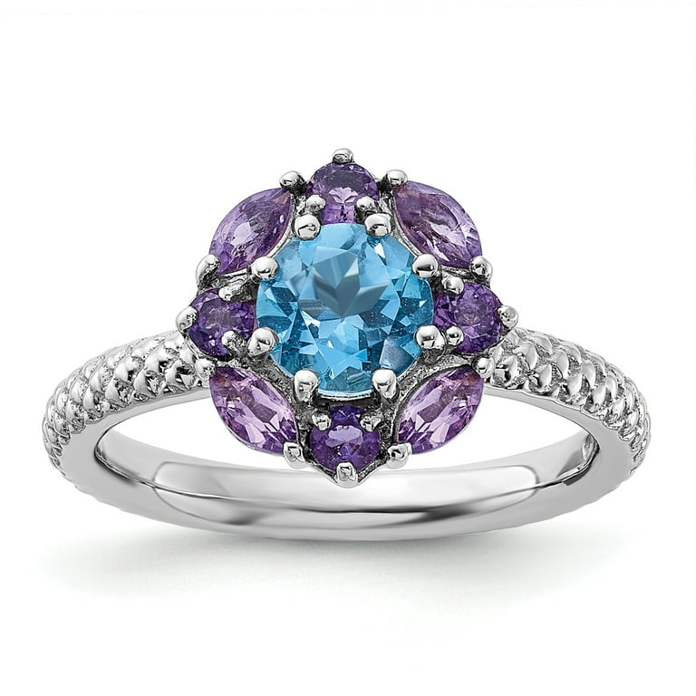 Sterling Silver Stackable Expressions Amethyst And Blue Topaz Ring Sterling Silver Stackable Expressions Amethyst And Blue Topaz Ring