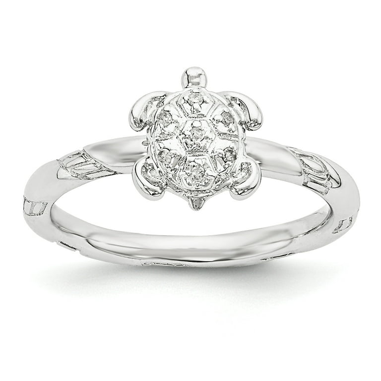 Sterling Silver Stackable Expressions Diamond Turtle Ring