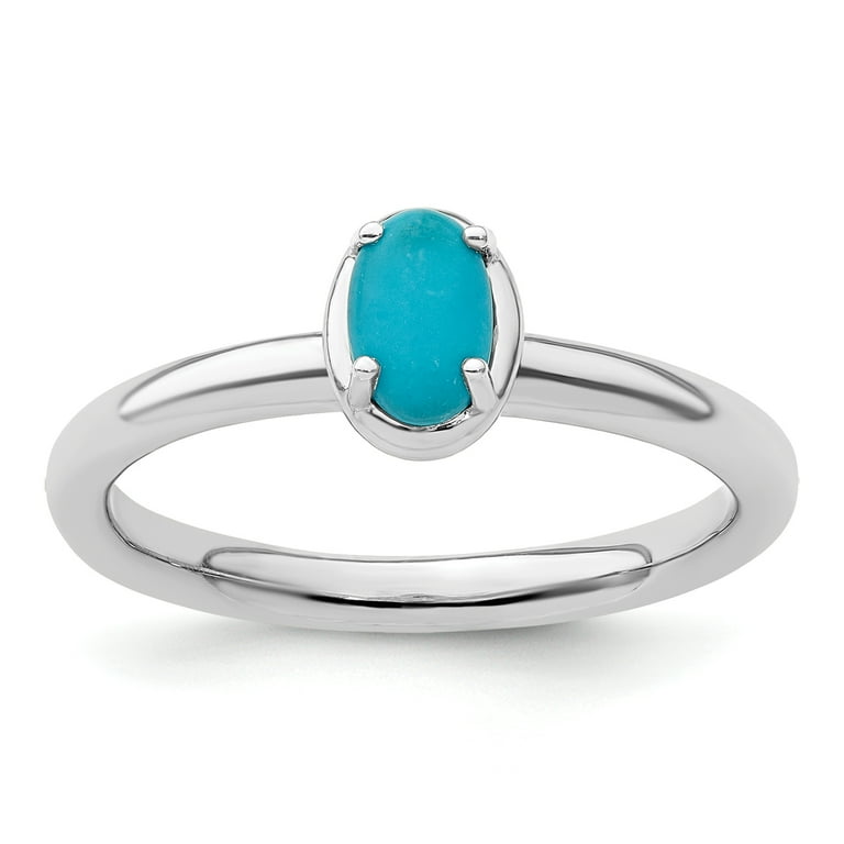 Sterling Silver Stackable Expressions Oval Turquoise Ring