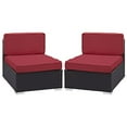 thumbnail image 1 of LexMod Convene Armless Chair Outdoor Patio (Set of 2), Espresso Red, 1 of 4