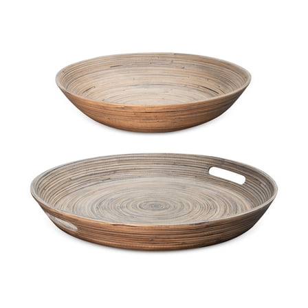 Lexa Bamboo 2 Piece Serving Tray & Salad Bowl Set, Black