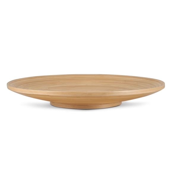 LEXA Bamboo Fruit Bowl 12" Large Round Wooden Plate for Coffee Table Decor & Charcuterie Board, Handcrafted Home Decor Tray or Platter - Single Bowl