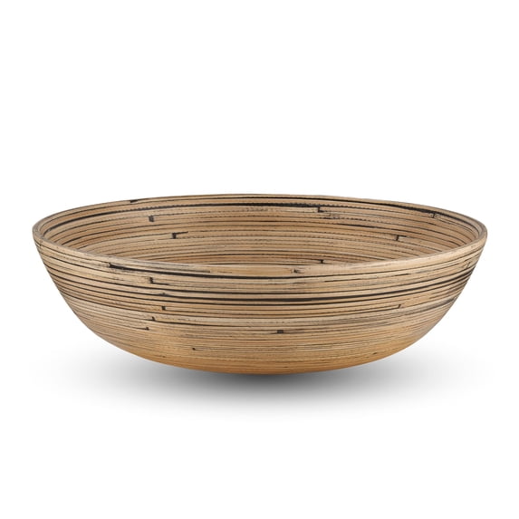 LEXA 12" Handmade Bamboo Salad Bowl – 130 oz Large Wooden Fruit Bowl for Kitchen Counter, Black Bamboo