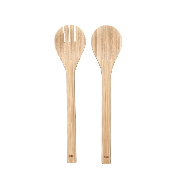 LEXA Bamboo Salad Utensil Set, 12 Inch Handmade Eco-Friendly Serving Spoon & Fork, Natural Bamboo, Durable & Unique, Perfect for Salads, Fruits & Entertaining
