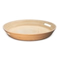thumbnail image 1 of LEXA 15.7" Bamboo Round Serving Tray with Handles – Large Handcrafted Wooden Tray for Food, Ottoman, Coffee Table, Kitchen, or Charcuterie, Natural, 1 of 11