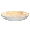 thumbnail image 1 of LEXA 15.7" Bamboo Round Serving Tray with Handles – Large Handcrafted Wooden Tray for Food, Ottoman, Coffee Table, Kitchen, or Charcuterie, White, 1 of 11