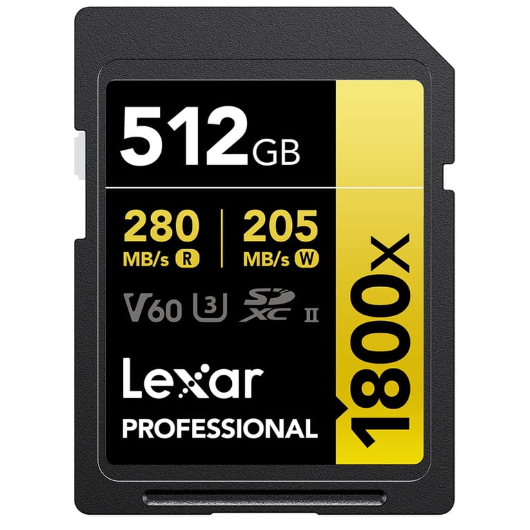 Lexar GOLD Series Professional 1800x 512GB UHS-II SDXC Memory Card 
