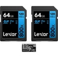 thumbnail image 1 of Lexar 64GB Professional 800x SDXC Class 10 UHS-I/U3 Memory Card 2-Pack Bundle, 1 of 2