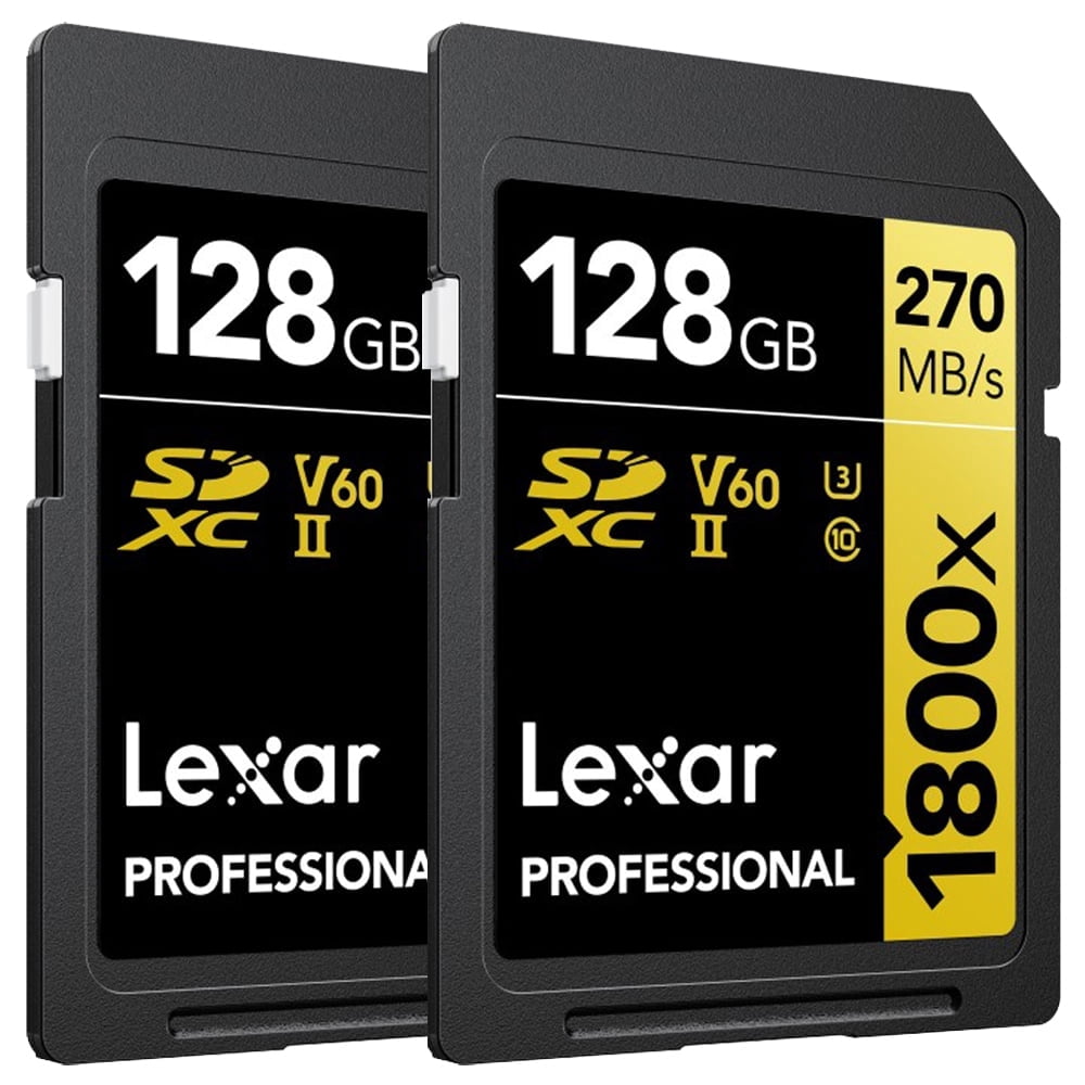 Lexar Professional 1800x SDXC UHS-II Card GOLD Series 128GB - (2-Pack)