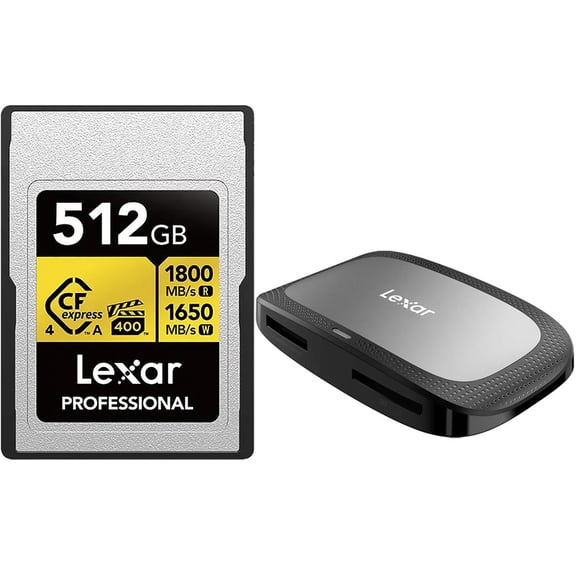 Lexar Gold Series Professional 512GB CFexpress 4.0 Type-A Memory Card WITH LEXAR CFEXPRESS TYPE A USB3.2 GEN2 READ