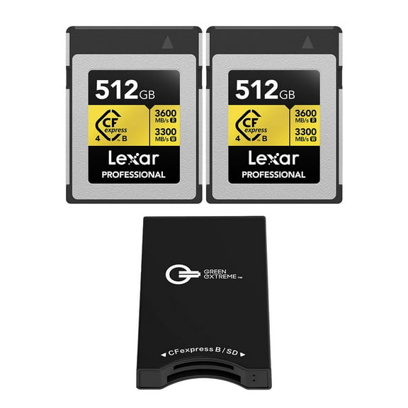Lexar Gold Series Professional 512GB CFexpress Type-B Memory Card, 2-Pack, Bundle with USB-C Memory Card Reader