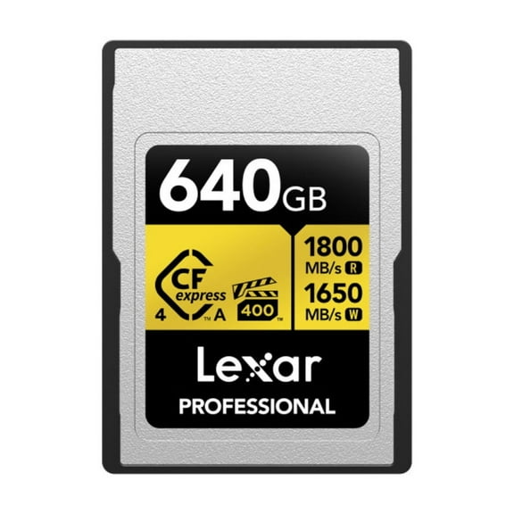 Lexar 640GB Professional GOLD CFexpress 4.0 Type A Memory Card with 1800MB/s Read and 1650MB/s Write