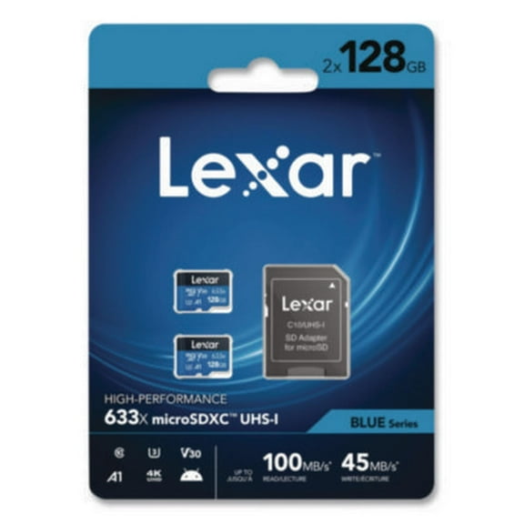 Lexar High-Performance 633x 128GB microSDXC Memory Card with Adapter, Class 10