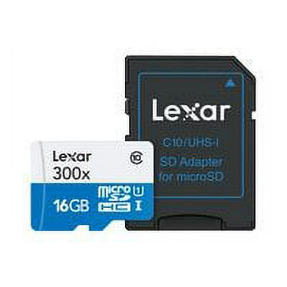 Lexar High Performance - Flash memory card (microSDHC to SD adapter included) - 16 GB - UHS Class 1 / Class10 - 300x - microSDHC