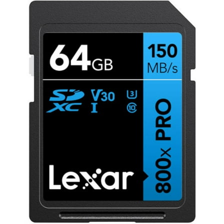 Lexar 64GB High-Performance 800x PRO UHS-I SDXC Memory Card (BLUE Series)