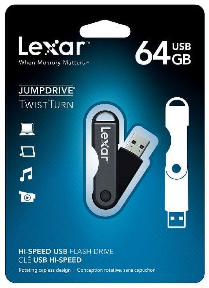Lexar JumpDrive TwistTurn 64GB USB Flash Drive LJDTT64GABNL (Black