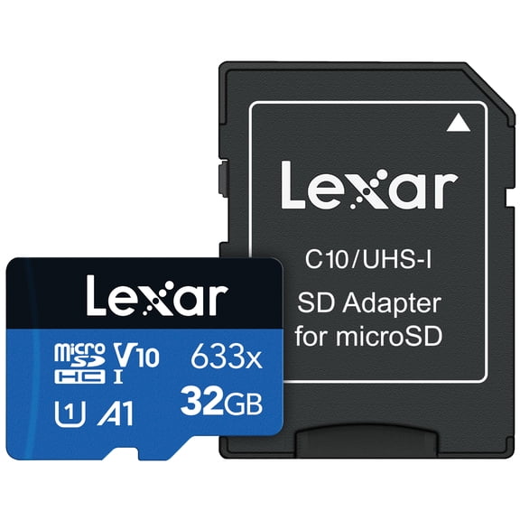 Lexar LMS0633032G-B2ANU High-Performance Blue Series 32 GB 633x UHS-I Micro SDHC Memory Cards with SD Adapter, 2 Pack
