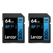 Lexar LSD0800064G-B2NNU High-Performance 800x SDHC/SDXC UHS-I Card BLUE Series (64 GB, 2 Pack)