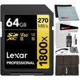 thumbnail image 1 of Lexar LSD1800064G-BNNNU Professional 1800x SDXC UHS-II Card GOLD Series 64GB Bundle with Accessories Kit Including Reader & Case + LCD Screen Covers + Microfiber Cloth & More, 1 of 11