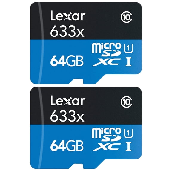 Lexar LSDMI64GBBNL633A High-Performance 633x microSDHC/microSDXC UHS-I 64gb Memory Card 2 Pack