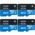 thumbnail image 1 of Lexar LSDMI64GBBNL633A High-Performance 633x microSDHC/microSDXC UHS-I 64gb Memory Card 4 Pack, 1 of 4