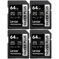 thumbnail image 1 of Lexar LSDSIPL064G-BNNNU Professional SILVER PLUS SDXC UHS-I Card V30 160MB/s Read Speed 64GB 4 Pack, 1 of 7