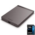 thumbnail image 1 of Lexar LSL200X002T-RNNNU SL200 2TB Portable SSD, Up to 550MB/s Read Bundle with Lexar 128GB High-Performance 800x UHS-I SDHC Memory Card (BLUE Series), 1 of 11