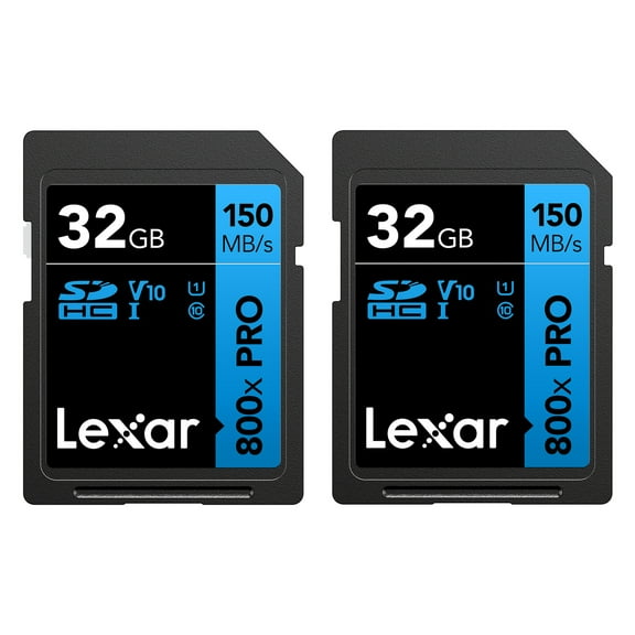 Lexar High-Performance 800x PRO SDHC/SDXC UHS-I Card BLUE Series, 2 Count (32 GB) LSD0800P032G-B2NNU