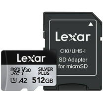 Lexar Professional SILVER PLUS Series microSDXC UHS-I Card with SD Adapter (512 GB), LMSSIPL512G-BNANU