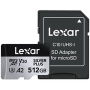 Lexar Professional SILVER PLUS Series microSDXC UHS-I Card with SD Adapter 512 GB, LMSSIPL512G-BNANU