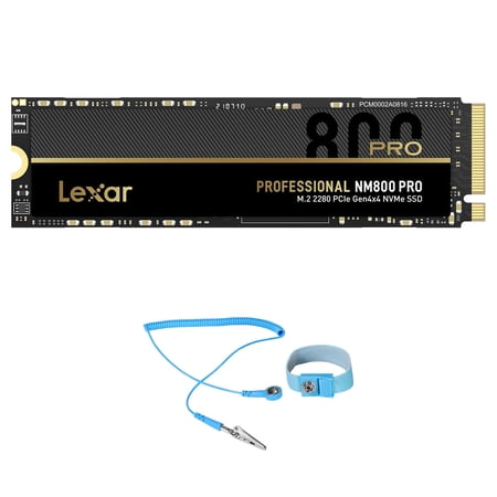 Lexar NM800 Pro 2TB PCIe Gen4 NVMe M.2 Internal SSD, Bundle with Green Extreme 6' Anti-Static Wrist Strap