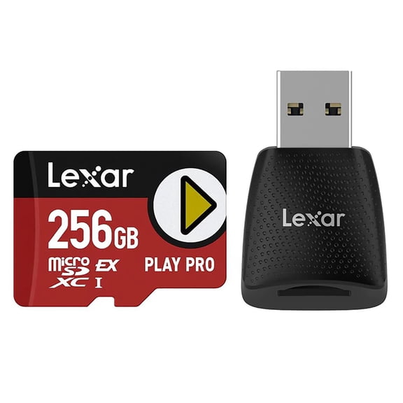 Lexar PLAY PRO 256GB microSDXC Express Card, Bundle with microSD USB 3.2 Gen 1 Type-A Card Reader