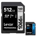 thumbnail image 1 of Lexar Professional 1066x SDXC UHS-I Card SILVER Series 512GB Memory Card Bundle with Lexar 32GB High-Performance 800x UHS-I SDHC Memory Card (BLUE Series), 1 of 7