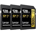 thumbnail image 1 of Lexar Professional 1800x SDXC UHS-II Card GOLD Series 128GB - (3-Pack), 1 of 11